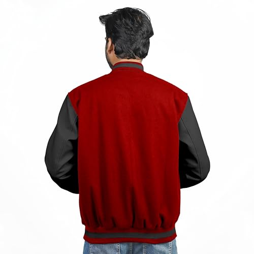 Image of Men's Fashion Varsity Jacket Causal Slim Fit Wool Letterman Baseball Bomber Jackets
