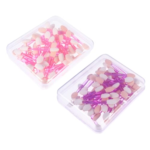 Healeved 100pcs Double-ended Eye Shadow Brush Kit Soft Latex Sponge Tips Durable Plastic Handle Perfect for Travel Daily Makeup