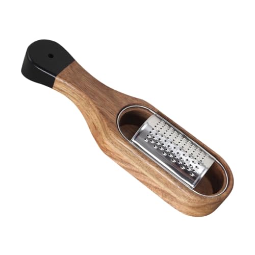 jojomis Cheese Grater with Container - Stainless Steel & Wooden Handle Compact Kitchen Utensil for Cheese Chocolate Lemon Zester Box