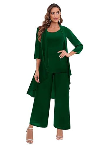 BANTRATIC 3 Pieces Mother of The Bride Pant Suits Dressy Formal Pantsuits for Wedding Evening Prom Cocktail Pants Outfit