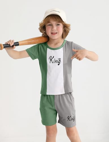 Image of mksodopy Toddler Boy Clothes Color Block Patchwork Short-Sleeved T-Shirt Color Block Shorts Boys Summer Outifts