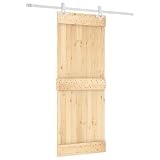 vidaXL Porta scorrevole Naturale e Bianco 80 x 210 cm, Porte in Legno Eleganti, Separatori Moderni, Pannello Scorrevole, Divisore per Interni, Ingresso Vivente