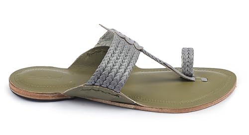 Image of KORAKARI Mens Kolhapuri Chappal, Handcrafted Sandal, Smooth and Comfortable Flip Flops Slipper Anti Slip Design Genuine Leather Traditional Footwear.