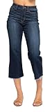 Judy Blue Women's High Waist Cropped Wide Leg Jeans (Dark Blue, 15)