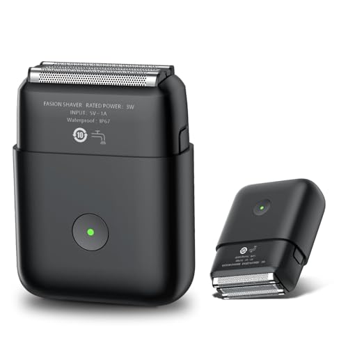 Electric Shavers for Men, Mini Travel Electric Razor, Foil Shaver for Men, Fast Rechargeable Dual Floating Blades IPX7 Waterproof Wet Dry Face Razor- Black