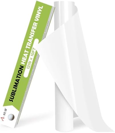 A-SUB Sublimation HTV for Light Fabric, Clear Sublimation Vinyl 12" X 10FT, Matte HTV Vinyl for Sublimation on Cotton Fabric T-Shirt, Pillow, Bag
