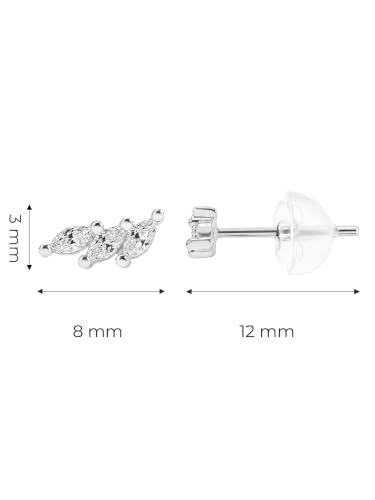 Image of S925 Sterling Silver Earrings, Hypoallergenic Stud for Women & Men | Minimalist Dainty Design, Solid 925 Sterling Silver or with 18K Gold Plate, Daily /Party Wear, Birthday Gift, Silver or Gold