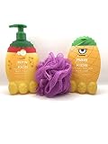 Kids Bundle by Raw Sugar : (1) 2-in-1 Banana + Strawberry Shampoo & Conditioner, (1) Pineapple + Ora