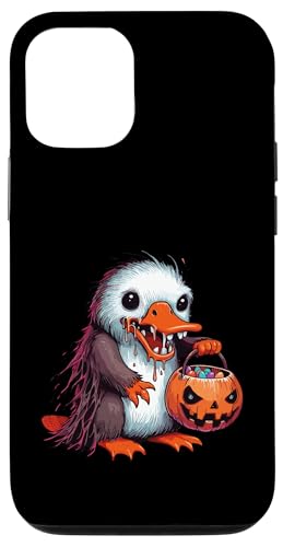 怖いハロウィーン カモノハシ ゴースト 不気味なキャンディバッグ スマホケース iPhone 12/12 Pro 用