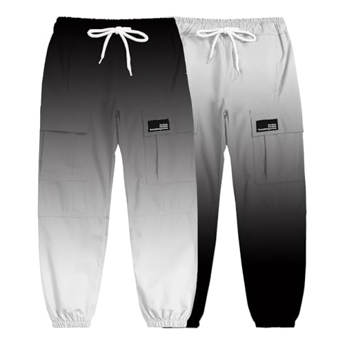 Image of Cromoncent Girls&Womens 2 Packs Cargo Pants Elastic Waist Lightweight Outdoor Jogger Pants 6 Years-XX-Large