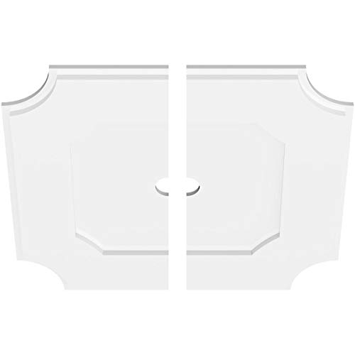 Image of Ekena Millwork CMP24LE2-02000 Locke Architectural Grade PVC Contemporary, Two Piece Urethane Ceiling Medallions 24 inchOD x 2 inchID x 14 1 /4 inchC x 1 inchP