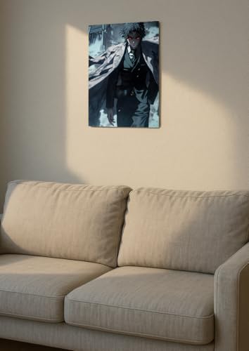 Image of NIJUKA Anime Printed A4 Size Metal sheet Poster For Home And Room Decoration | For Anime Art Fans Boys And Girls (Demon King Muzan Kibutsuji)