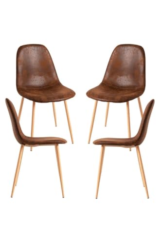 Regalos Miguel - Packs Sillas Comedor - Pack 4 Sillas Teok Polipiel - Marrón Vintage