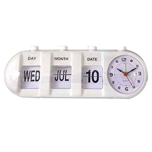 POVVFRTY Reloj Despertador con Calendario Digital, Reloj for Demencia, Calendario eléctrico, Reloj Despertador de Escritorio for visión con Problemas de visión extragrandes/131(Color:White)