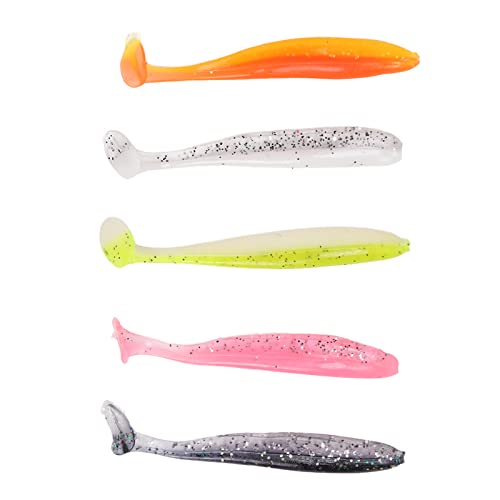 Cebo realista creativo para lubina, 100 señuelos de pesca biónicos suaves, con caja, para pesca de trucha, pez rojo, agua salada/agua dulce, 5 colores mezclados