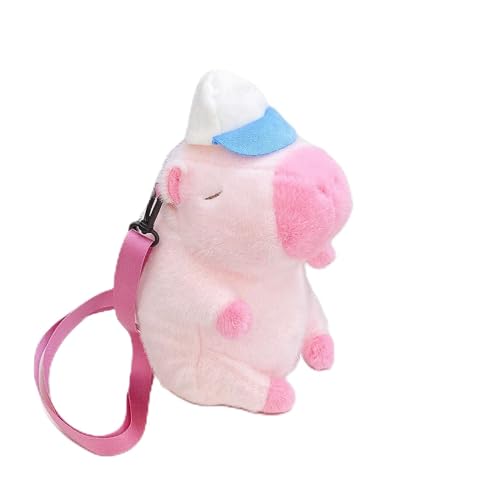 CHENXIAOHONG Mochila Capivara de Pelúcia Fofa para Crianças e Meninas, Mochila Escolar Infantil Estilo Coisas Fofas, Bolsa Escolar para Menina com Design de Capivara Grande (Rosa)
