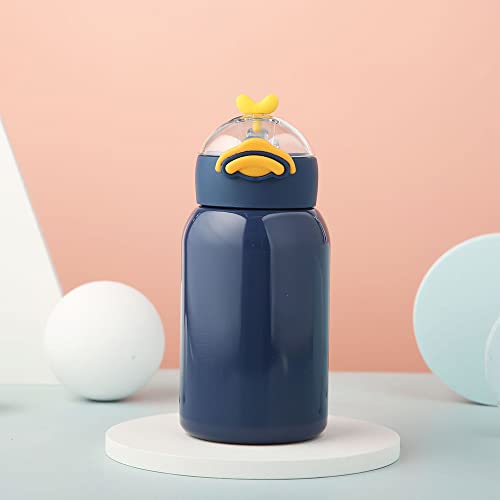 Water Bottle With Straw Duck Thermoses For Kids, Thermal Insulated Cups For Hot And Cold Drinks, Bpa Free Stainless Steel Leak-Proof Flask For Boys And Girls School Indoor Outdoor Sports(14 Oz Blue) #TOP7