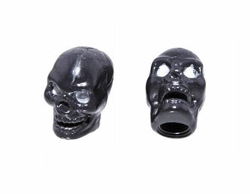 Tapas de válvula de bicicleta calavera negras. Piezas para bicicletas.