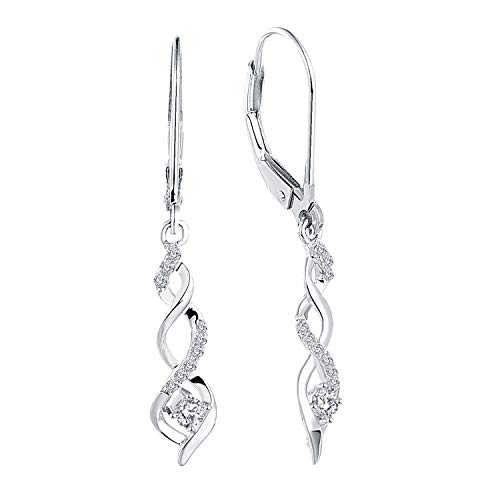 JO WISDOM Pendientes mujer plata de ley 925 infinito cristales swarovski joyería (Circonita)