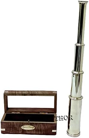 Telescopio de Mano Náutico de Latón con Caja de Madera miniatura 3