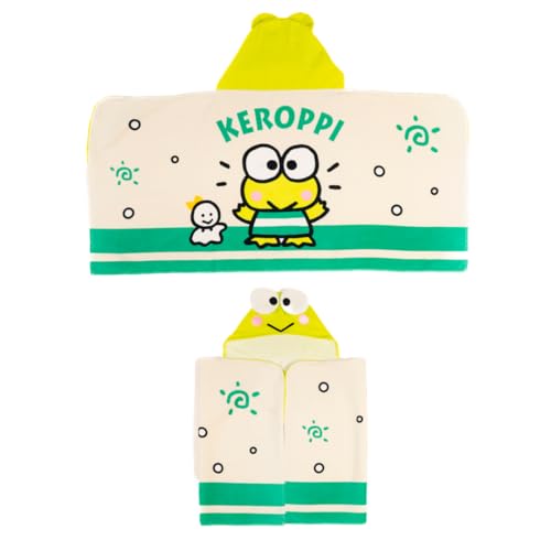 Image of Sanrio Keroppi Kids Super Soft Bath /Pool /Beach Soft Cotton Terry Hooded Towel Wrap, 24 in x 50 in, (Officially Licensed Product) by Franco