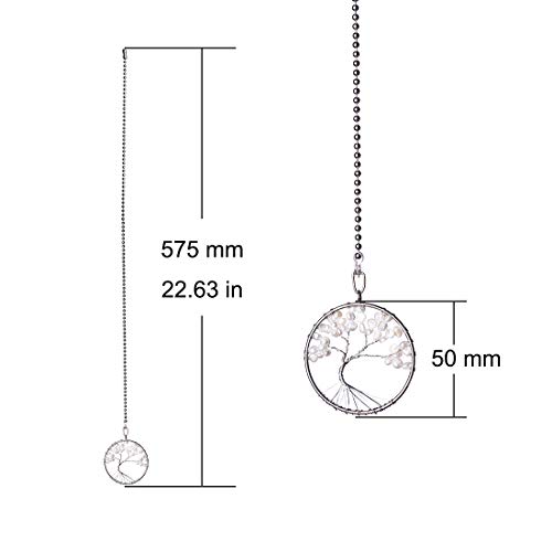 Image of LONGSHENG Silver Pearl Tree of Life Fan Pull Chain Fan Light Replacement Extender Pull Chain, Pack of 2