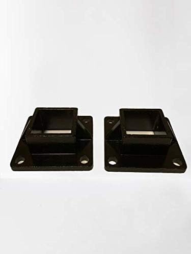 Brida de piso 2" x 2" postes cuadrados de aluminio para valla resistente, montaje en cubierta, negro, lote de 2 piezas