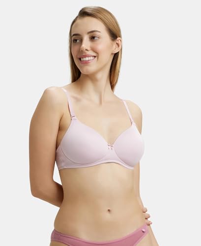 Image of Jockey 1819 Women's Wirefree Padded Microfiber Nylon Elastane Stretch Full Coverage Multiway Styling T-Shirt Bra with Magic Under Cup
