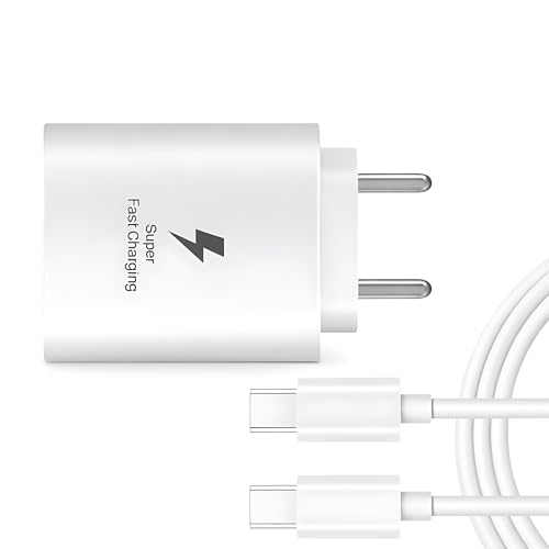 Image of MAK 25W Type C Super Fast Charger Adapter with Type-C Cable Compatible for Samsung A56, A36, F06, F05, F15, A16, M16, M06, M55s, M05, A06, A05, M35, S24 FE, White