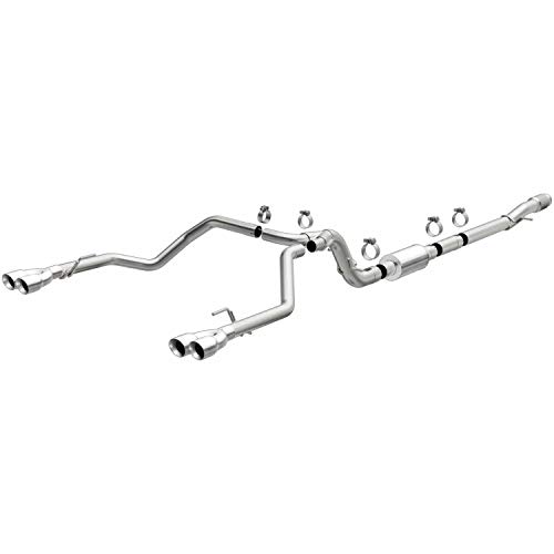 MagnaFlow Cat-Back Performance Exhaust System 19489 - Street Series, Stainless Steel 3.5in Main Piping, Quad Split Rear Exit, Polished Finish 3.5in Exhaust Tip - Truck Performance Exhaust Kit