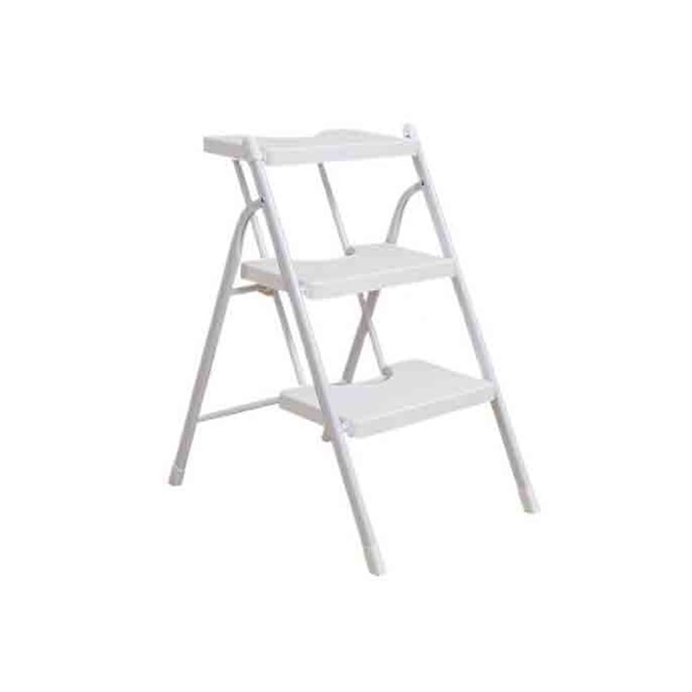 step ladder 2/3 Step Household Folding Ladder Multifunctional Small Indoor Decoration Ascending for warehouse(White,Medium)