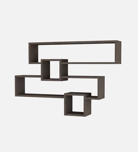 Image of Clay Multipurpose Modular Wall Racks /Shelves /Organiser /Decor Particle Board Wall Shelf (Number of Shelves - 4, Brown)