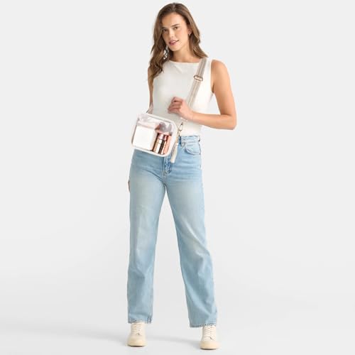 Image of Clear Crossbody Bag Stadium Approved Clear Purse - Transparent Messenger Bag with Front Pocket