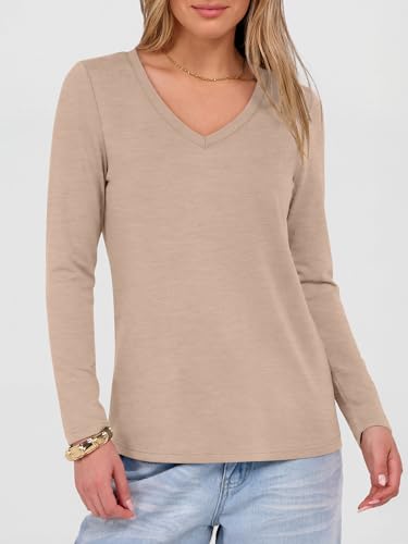 Image of ANRABESS Long Sleeve Shirts for Women Wrinkle Free V Neck Fall Top