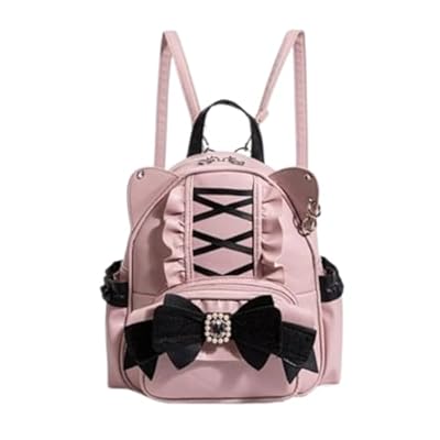 Pokn Jirai Kei Kawaii Bag Gothic Cute Bag Mini Leather Backpack Fashion Small Daypacks Purse for Women Cutecore (Pink)