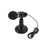 QiKun-Home Micrófono Condensador de computadora Studio Mic Conector de 3,5 mm y reproducción para computadora portátil de Escritorio para chatear en línea Grabación de Juegos Negro
