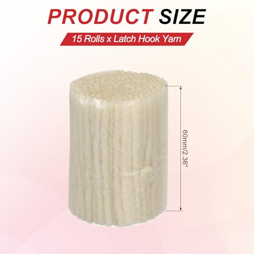 Image of MECCANIXITY 15 Rolls Latch Hook Yarn, 3mm White Latch Hook Kit Yarn Precut Hook Rugs Making Crochet Bundles for Rug Adults Beginners Tapestry DIY Craft