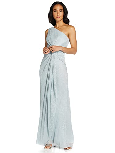 Image of Adrianna Papell One Shoulder Pleated Draped Starburst Gown