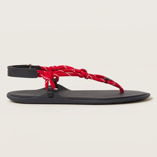 Image of ZJGZF Rope Flip Flop Sandals for Women Thong Sandals Adjustable T Straps Comfortable Soft Flat Sandals
