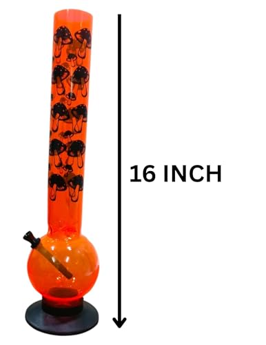 Image of PUFF SMART 16 Inch Mushroom Print Acrylic Waterpipe Bong (Orange)