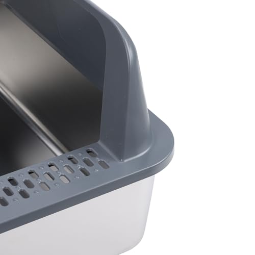Caja de arena para gato extra grande de acero inoxidable y plástico miniatura 7