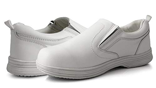 Laforst Mens Saxon 8411 Stain and Water Resistant Micro Fiber Slip Resistant Server Work Shoes White 7
