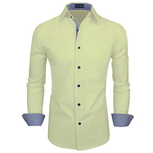 Image of Zombom Men's Solid Cotton Blend Regular Fit Full Sleeve Collared Neck Casual Shirt for Men