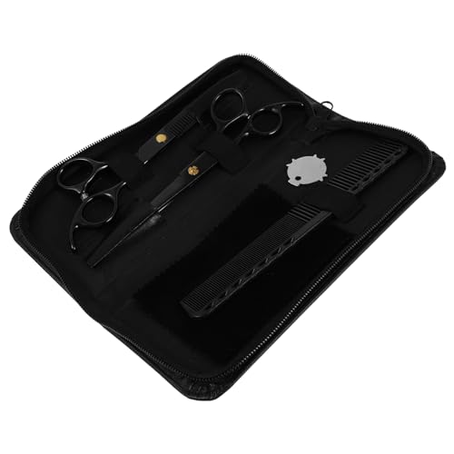 Ipetboom 1 Juego tijeras de pelo cortar el pelo tijeras de corte de pelo maquinilla de afeitar eléctrica tijeras para el cabello tijeras de acero inoxidable kit de corte de pelo abs Black