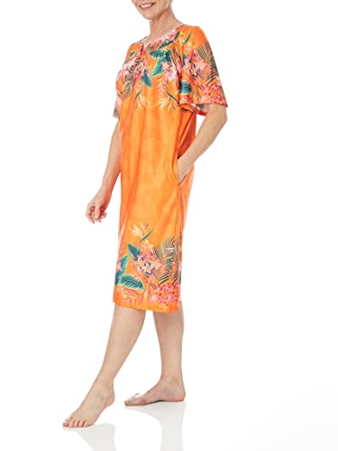 Image of AmeriMark Casual Women's Patio Muumuu House Dress Loose Comfortable Short Sleeve Sun Dress Lounger Gown Sleepwear for Ladies
