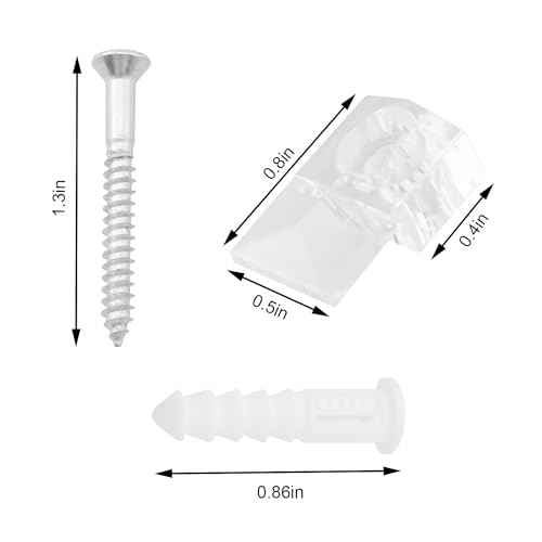 Image of 30 Sets of Transparent Plastic Heavy Duty Clamp with Screws 0.8x0.5 in Wall Mirror Clamp Wide Groove Hanger Kit for Glass Mirror Cabinet Wall Window and Cabinet Door