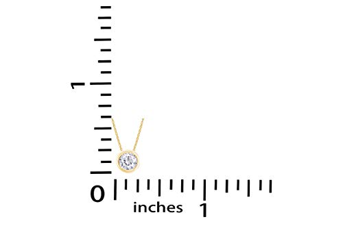 The Jewel Zone Round Cut White Cubic Zirconia Bezel Set Solitaire Pendant Necklace In 14K Solid Gold (1 Cttw) #TOP4