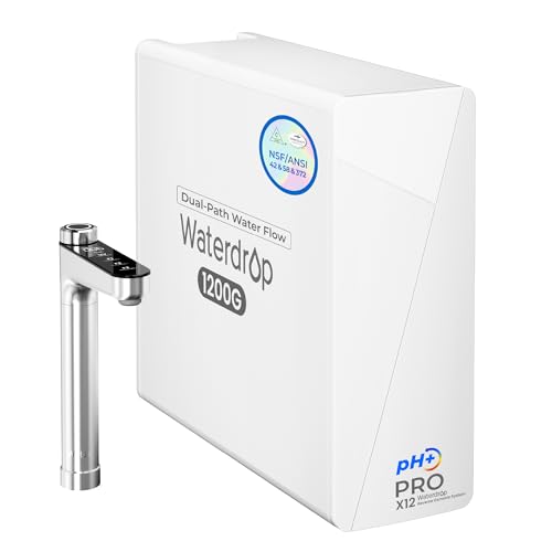 [ Dual Flow ] Waterdrop X12-PRO 1200 GPD Reverse Osmosis Water Filter, Alkaline Mineral pH+, NSF/ANSI 58&372 Certified, Tankless Reverse Osmosis System, 11-Stage, Smart Faucet, BPA Free 1200