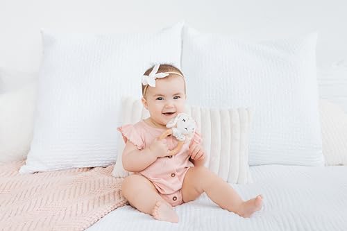 Pearhead Floral Bunny Wooden Baby Teething Ring, Natural Wood & Plush Infant Teether Rattle, BPA-Free Newborn Gum Soother, Easy-Grip Sensory Toy, 0 Months+ - Image 3