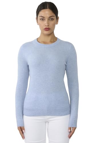 Image of JENNIE LIU Women's 100% Pure Cashmere Crew Neck Sweater, Tight Knit Cozy Soft Hand Washable Long Sleeve Pullover